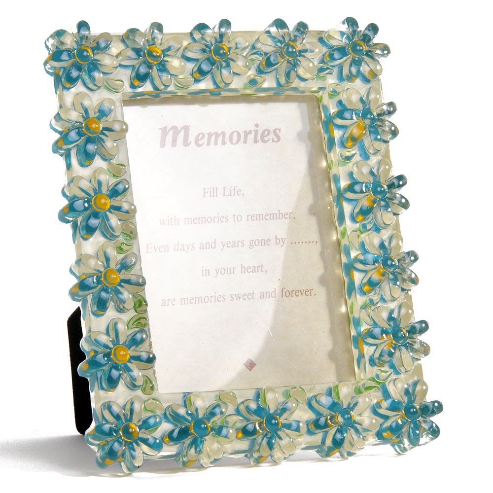 HAB & GUT Flowers Bilderrahmen Blau 13x11 cm Blumenmuster