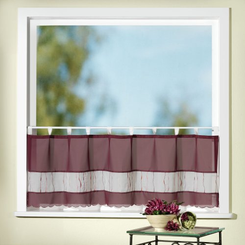 heimtexland Frühling Typ212 Scheibengardine Aubergine 45x150 cm