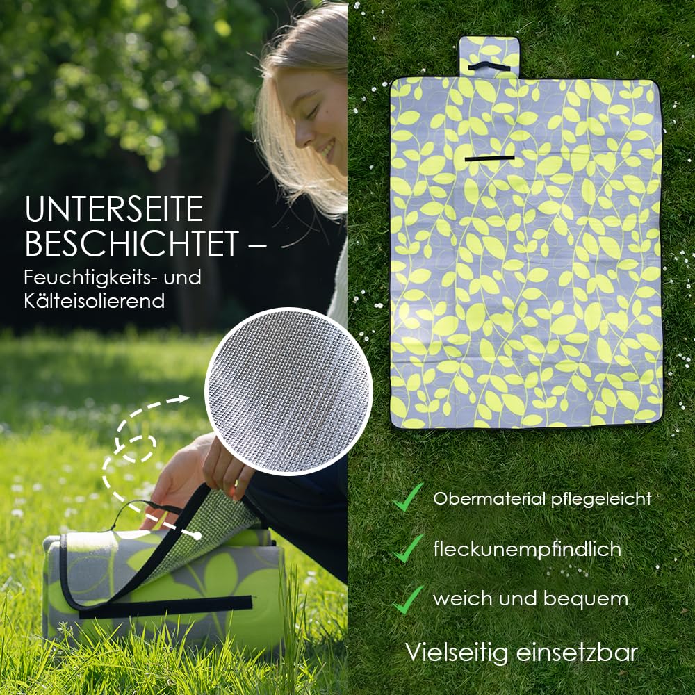 heimtexland Typ549 Picknickdecke 200x200 cm Lemon wasserdicht