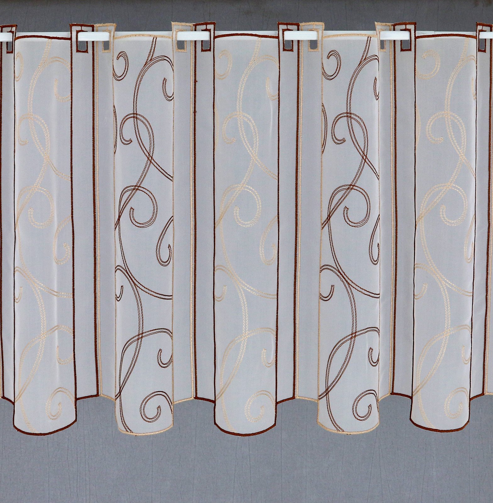 heimtexland Typ199 Scheibengardine 60x32 cm Braun-Beige