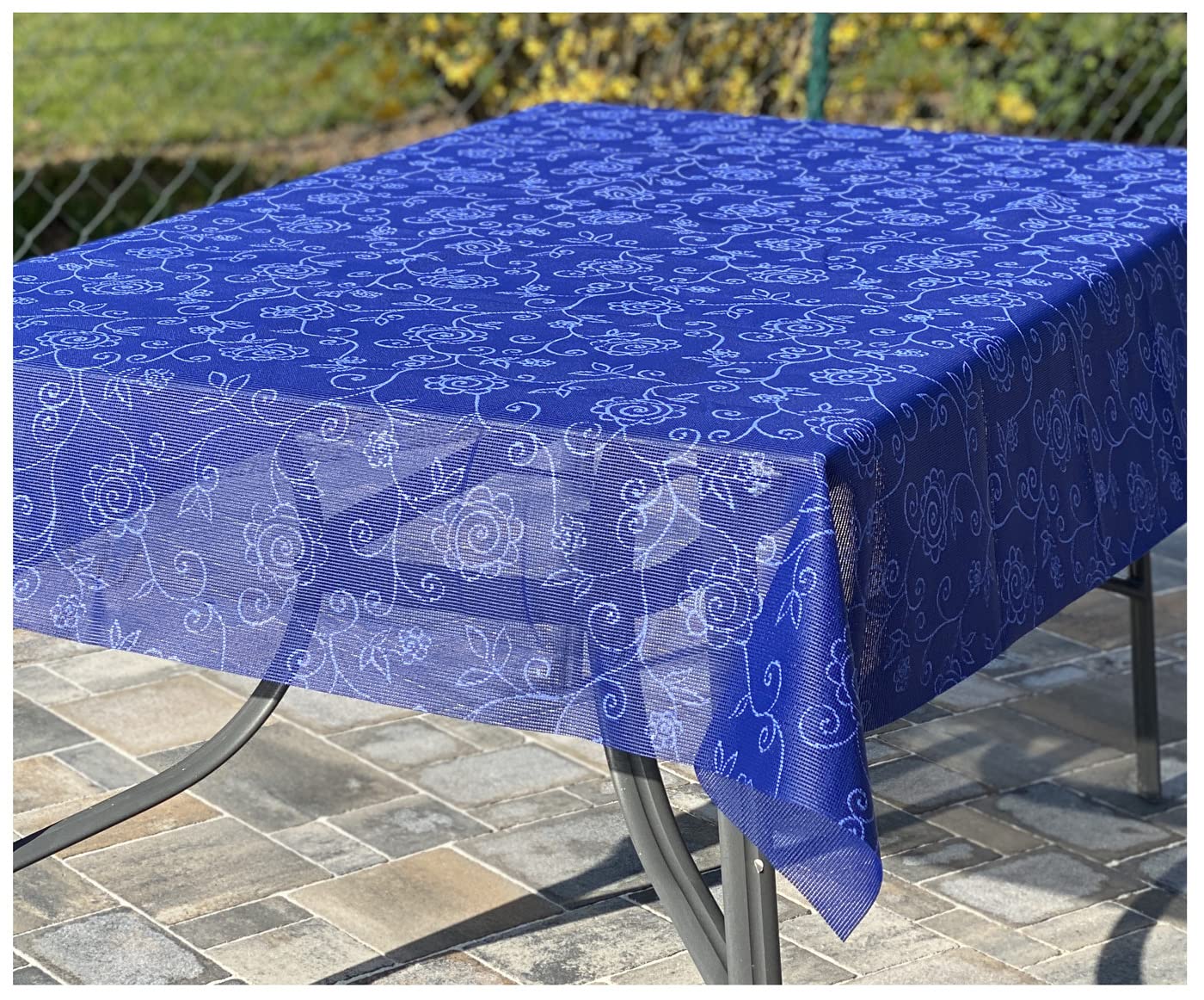 heimtexland Typ798 Gartentischdecke blau 160 rund wetterfest