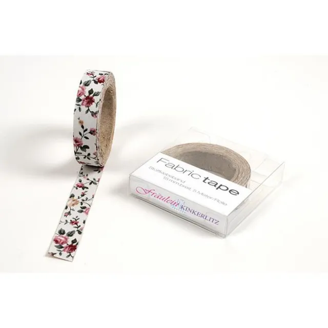 HAB & GUT Fräulein Kinkerlitz TT031V Stoffband Rosen Naturweiß 5 m selbstklebend