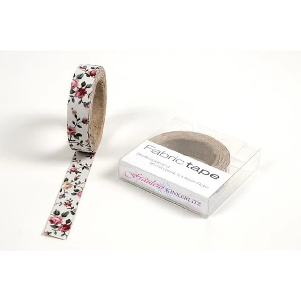 HAB & GUT Fräulein Kinkerlitz TT031V Stoffband Rosen Naturweiß 5 m selbstklebend