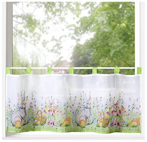 heimtexland Typ787 Scheibengardine 45x120 Osterhasen transparent