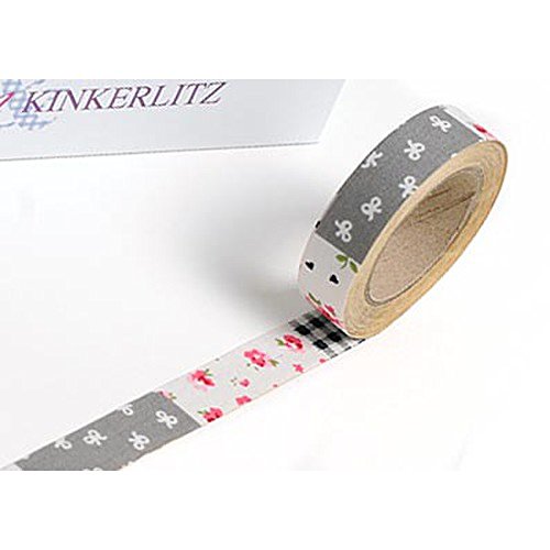 HAB & GUT Fräulein Kinkerlitz TT018V Stoffband Patchwork Schwarz-Grau 5 m