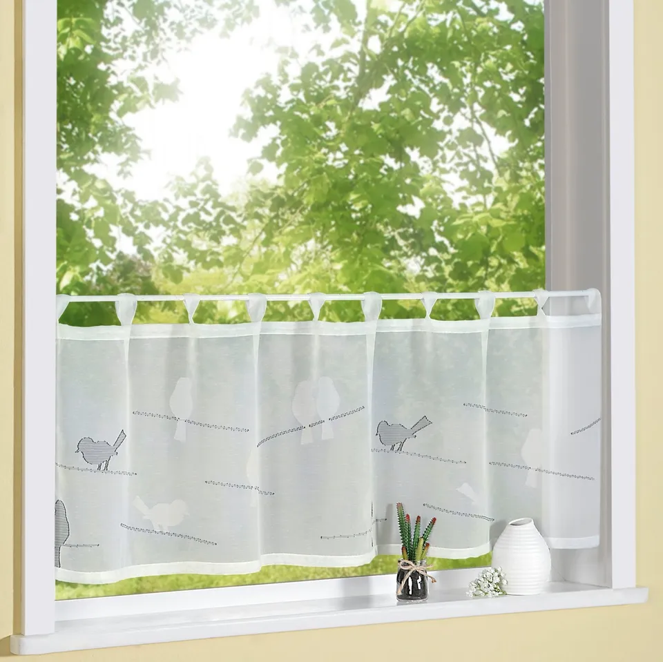 heimtexland Natur Batist Typ568 Scheibengardine 45x140 Anthrazit