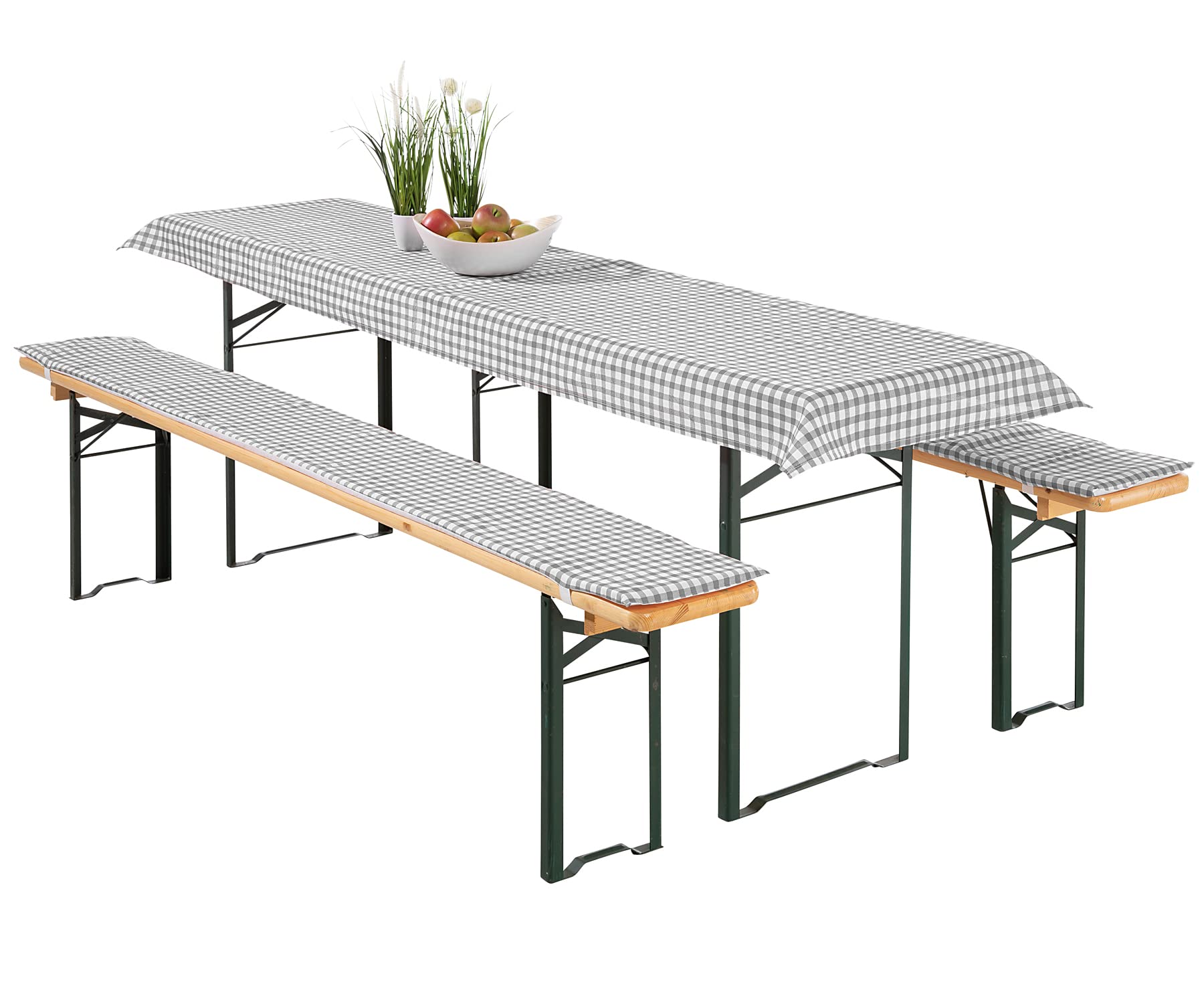 heimtexland Typ331 Auflagen-Set grau 50x220 cm Vichy-Karo