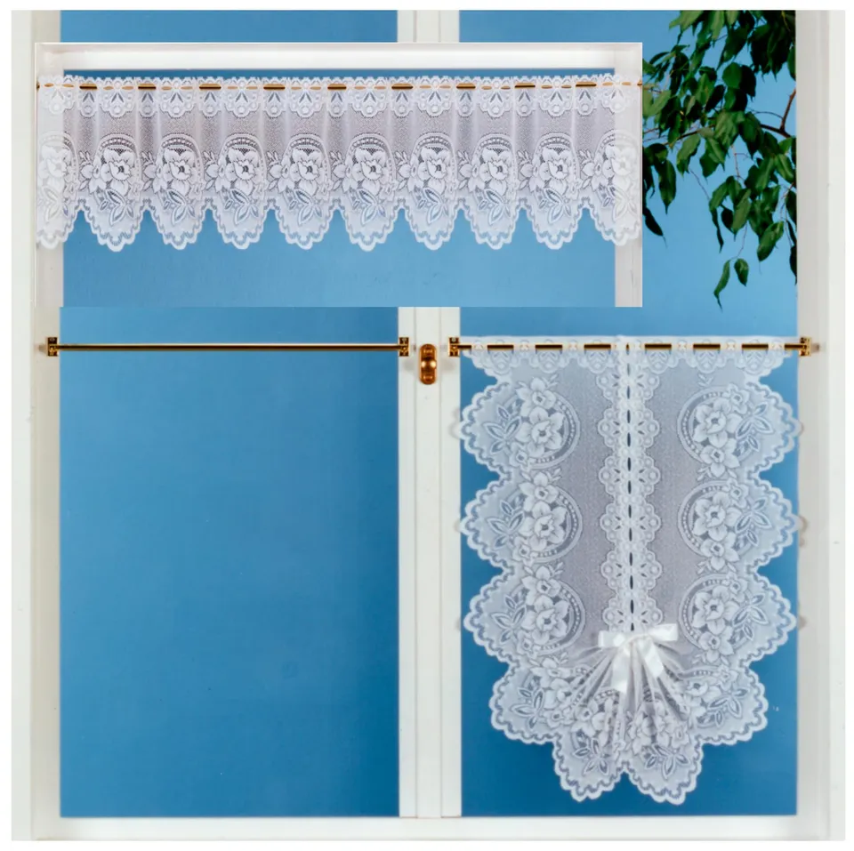 heimtexland Typ42 Scheibengardine 30x170 cm weiß Blumen