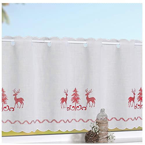 heimtexland Country Chic Typ506 Scheibengardine rot 45x155 blickdicht