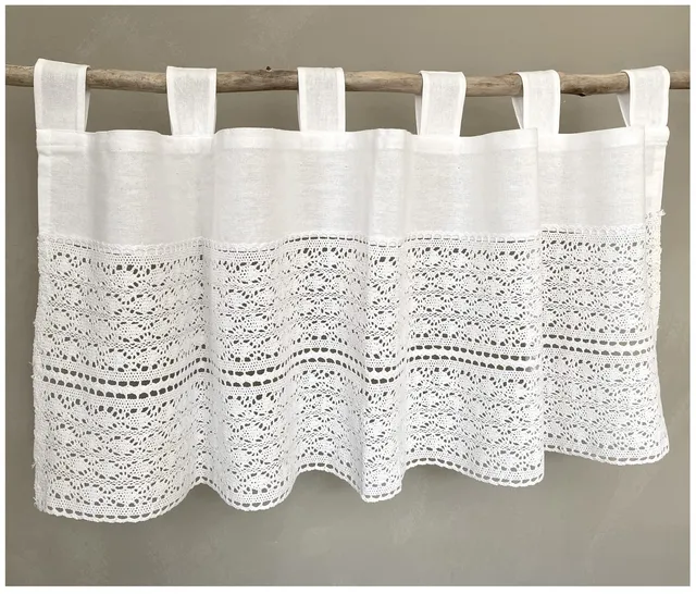 heimtexland Typ793 Bistrogardine 45x120 cm Weiß Häkelspitze blickdicht