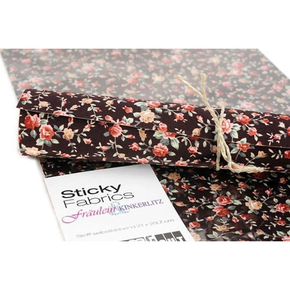 HAB & GUT Fräulein Kinkerlitz TS030 Stoffbogen Rosen Schwarz DIN A4