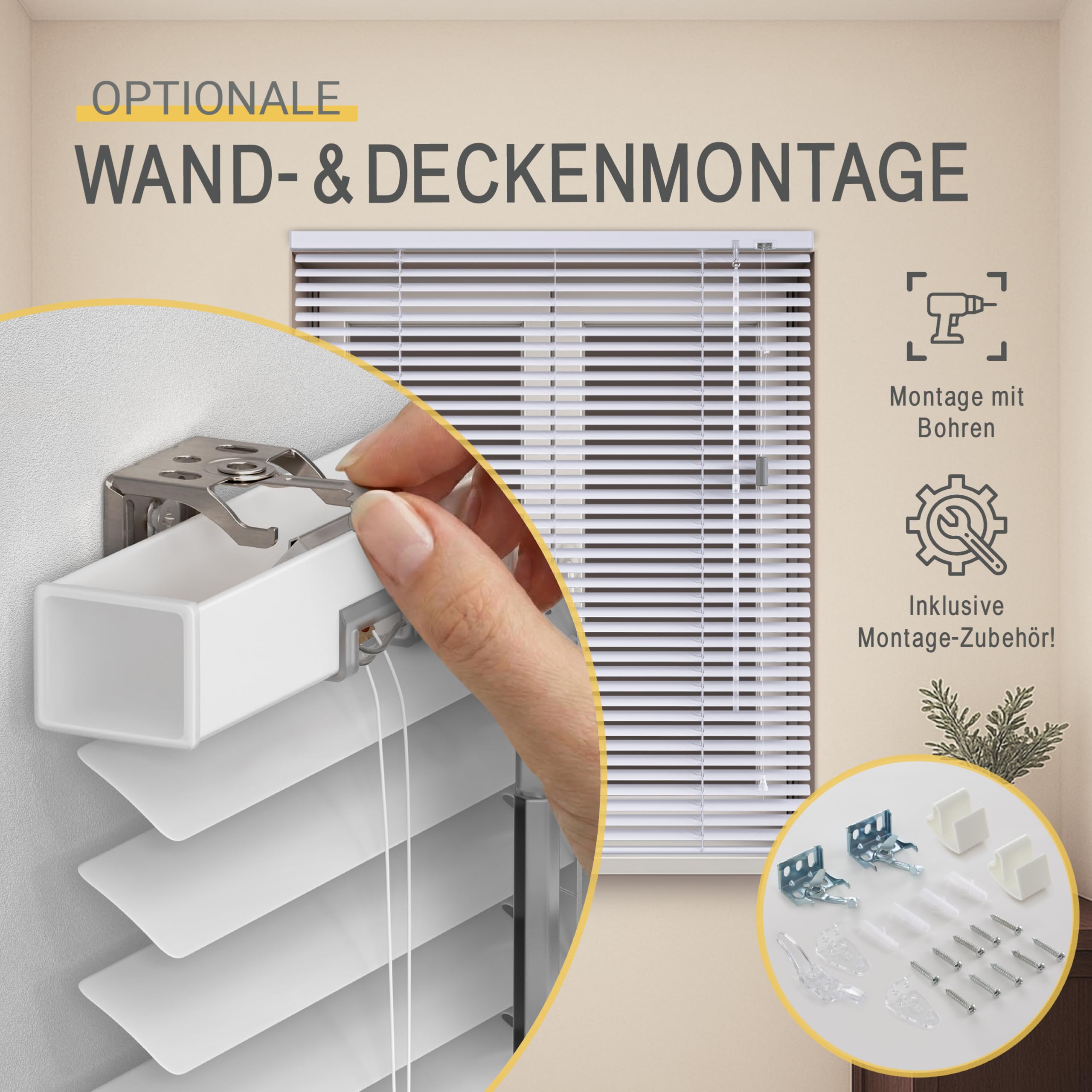 Sol Royal Alu Jalousie 25mm B80x175 Weiß Glänzend zum Klemmen
