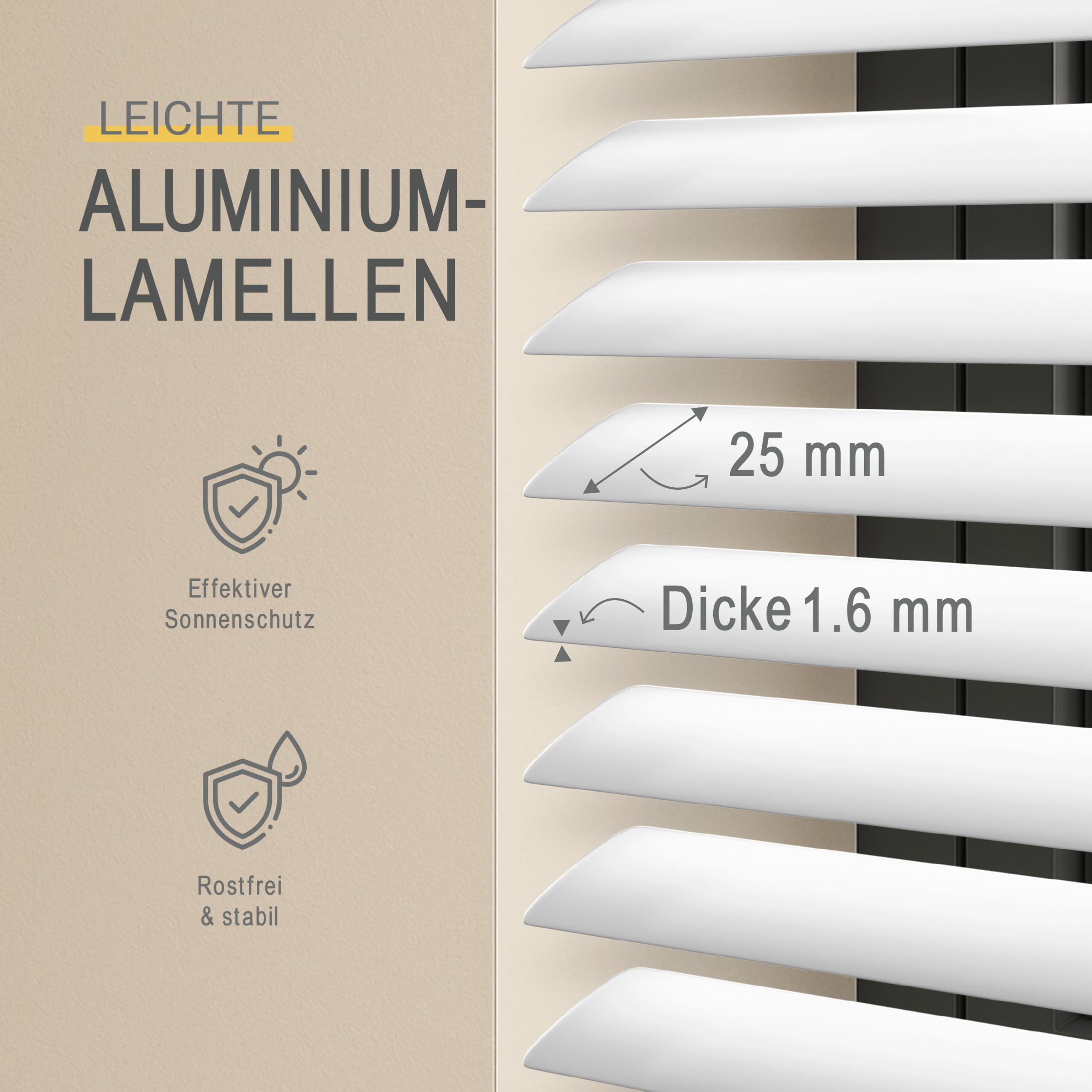Sol Royal Alu Jalousie 25mm B80x175 Weiß Glänzend zum Klemmen