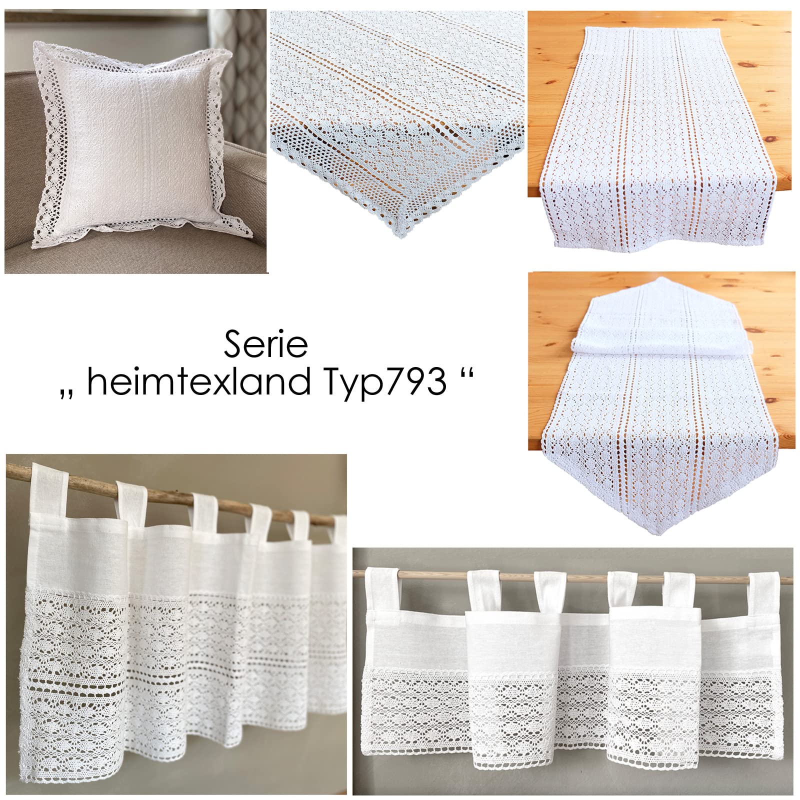 heimtexland Typ793 Tischläufer 40x90 Weiß Häkelspitze