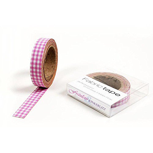 HAB & GUT TT004V Stoffband Rosa kariert 15mm 5m Baumwolle