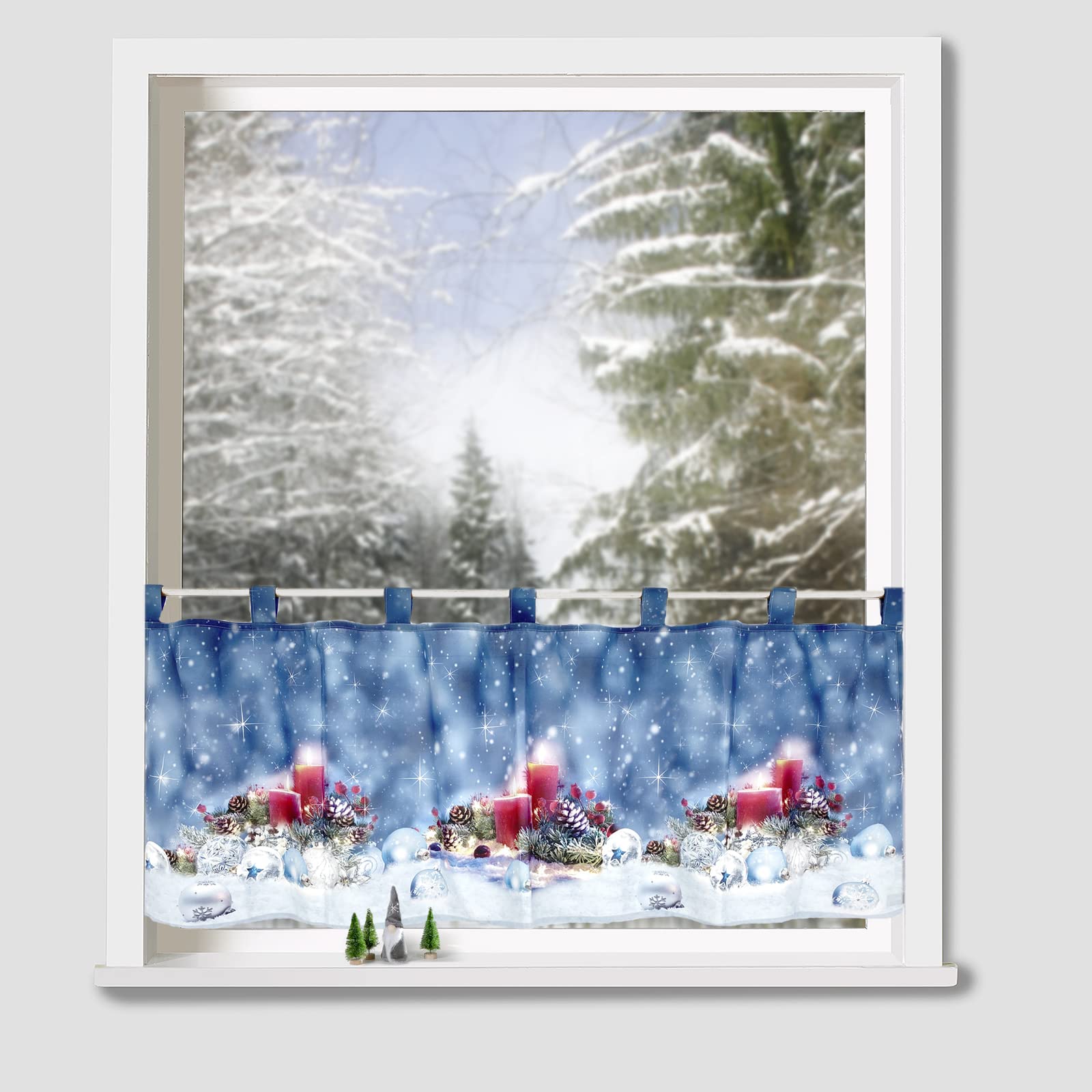 heimtexland Typ651 Scheibengardine Kerzen 2 45x120 cm Weihnachten