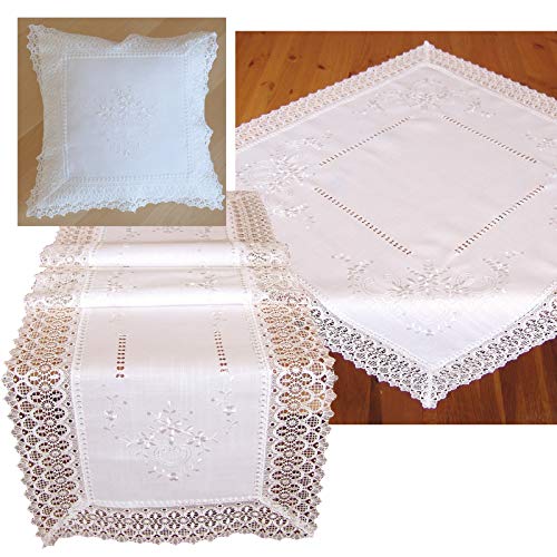 heimtexland Typ525 Kissenhülle 40x40 cm weiß Macramé-Spitze