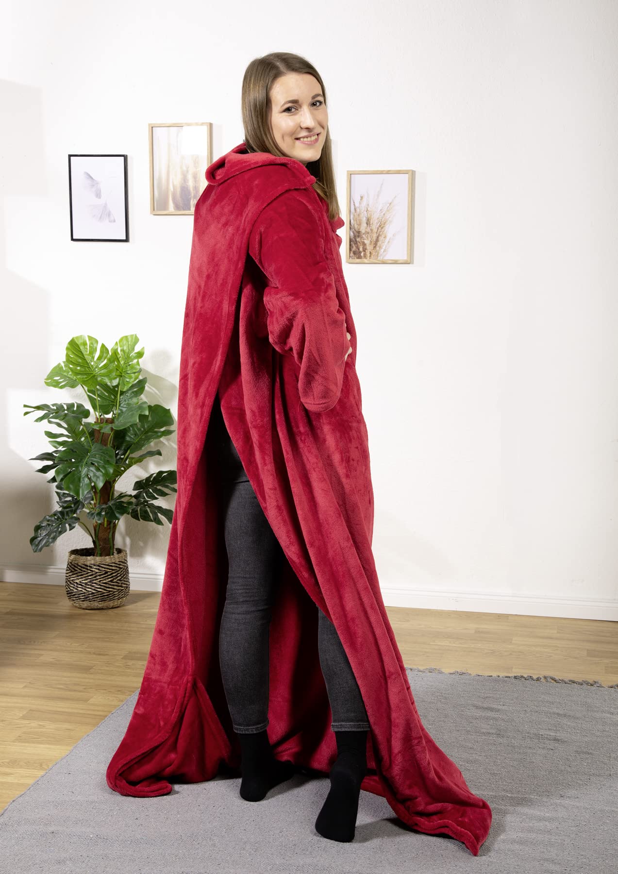 heimtexland Typ848 Ärmeldecke 180x150 cm rot Flanell