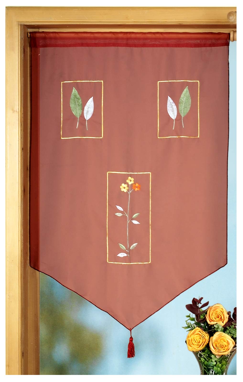 heimtexland Mediterran Typ627 Scheibengardine 90x60 terra bestickt