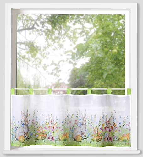 heimtexland Typ787 Scheibengardine 45x120 Osterhasen transparent