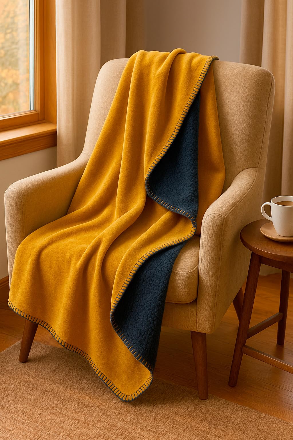 heimtexland Typ909 Kuscheldecke 150x200 Senfgelb Sherpa