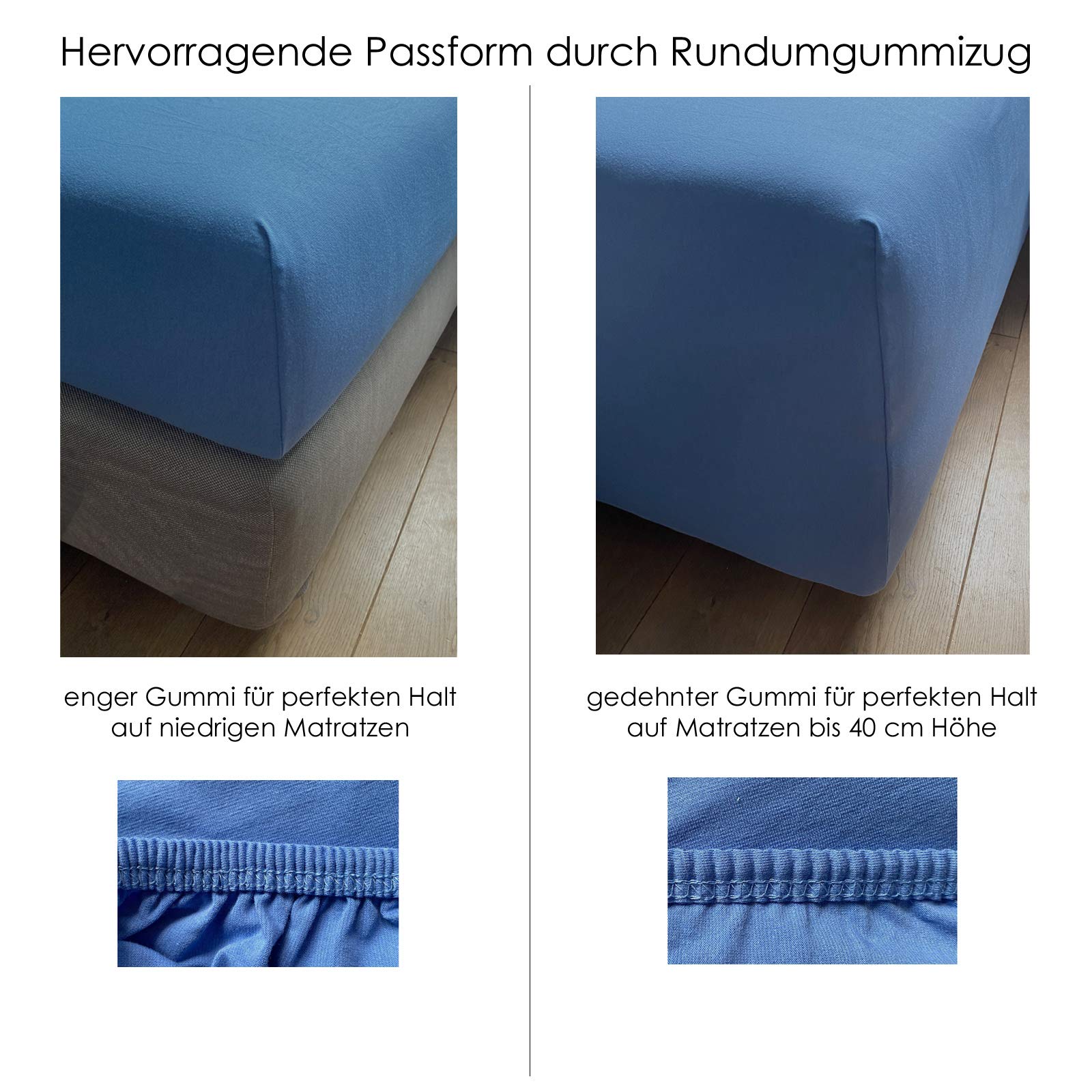 heimtexland Luxury Typ723 Spannbetttuch 150x200 Weiß blickdicht