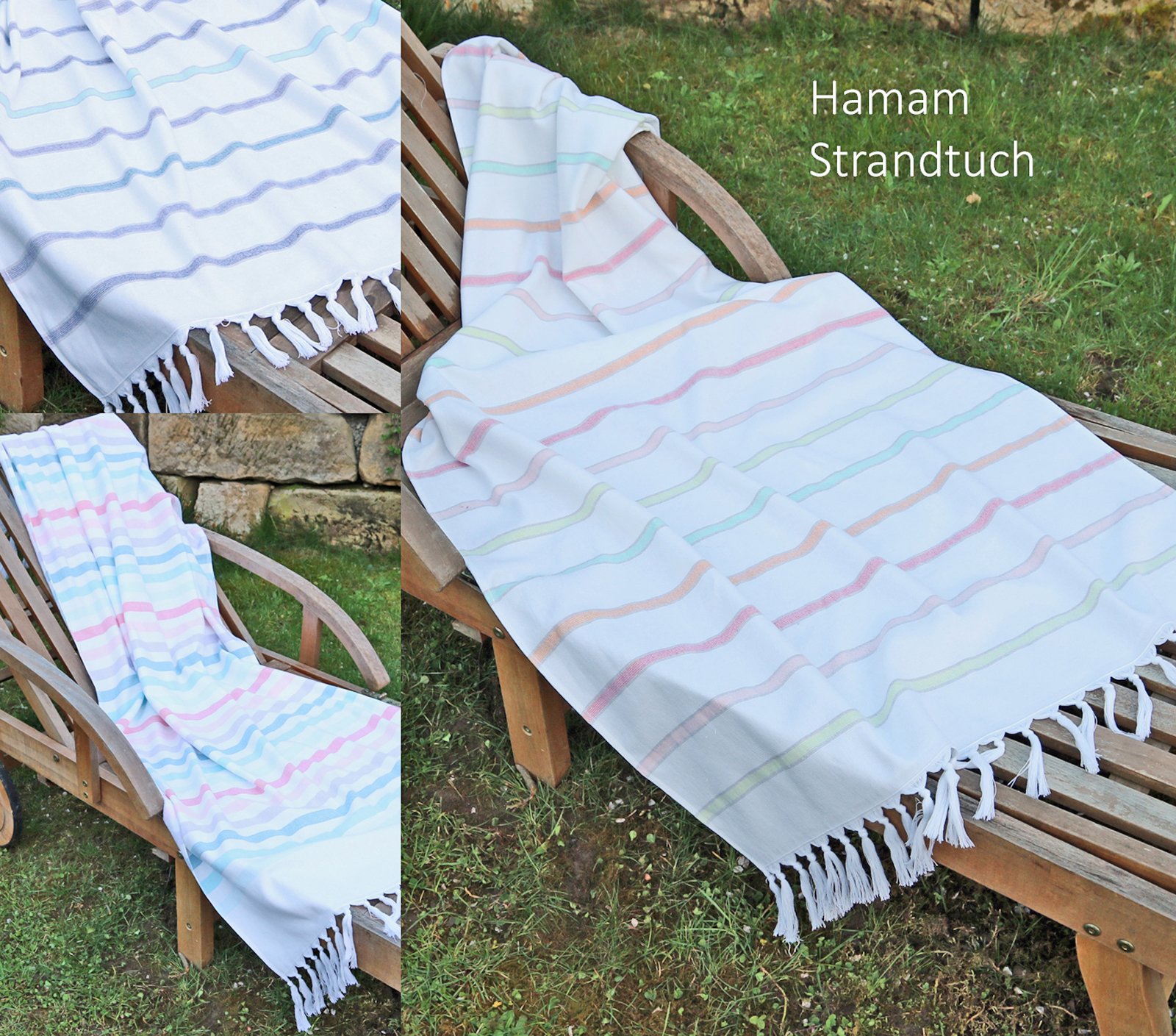 heimtexland Typ435 Hamamtuch 80x160cm Dunkle Streifen Baumwolle