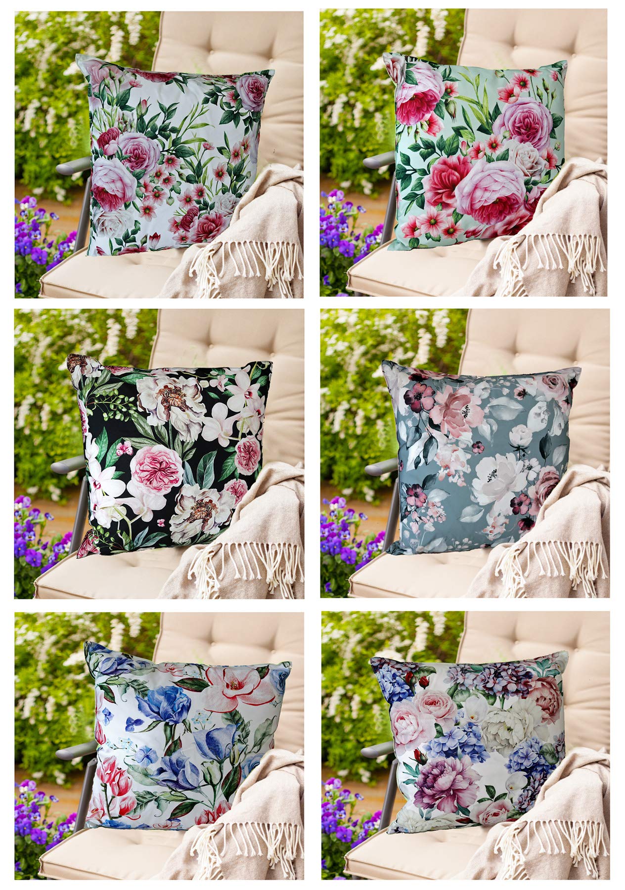 heimtexland Typ675 Outdoorkissen 45x45 cm Grün Blumen wasserabweisend