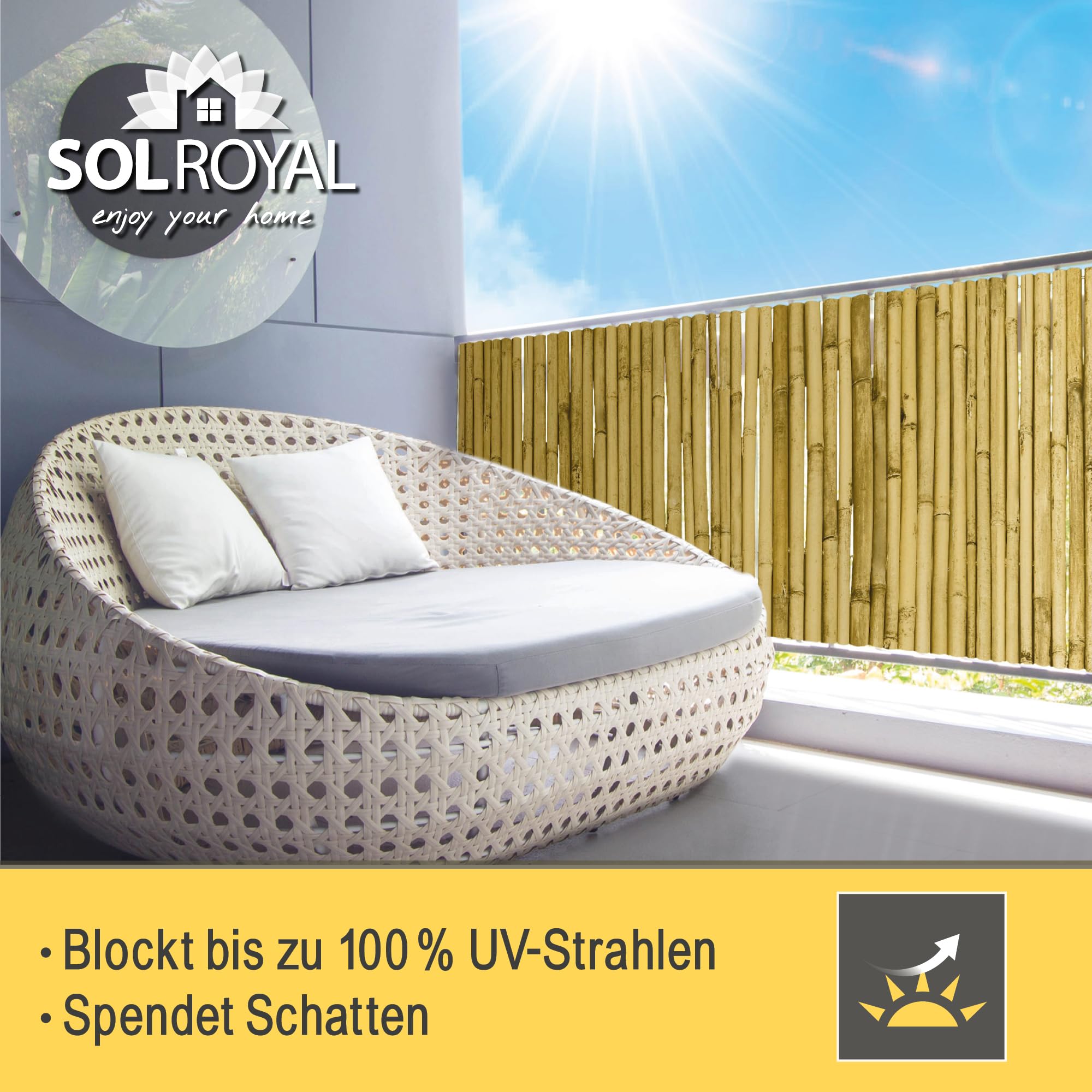 Sol Royal B99 Bambus Sichtschutz 100x250 hell natur