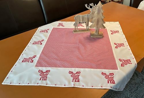 heimtexland Typ292 Tischdecke Vichy-Karo 85x85 cm Rot Elch