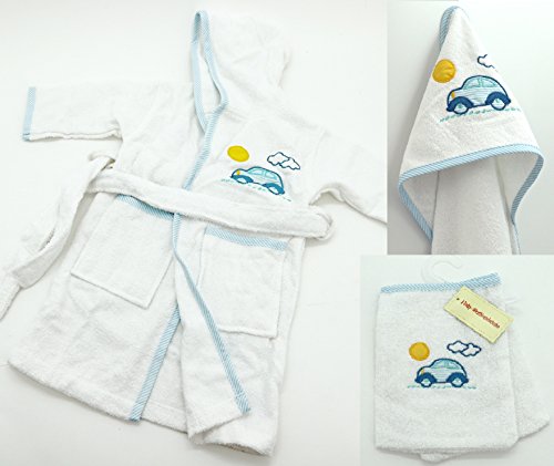 heimtexland Typ485 Baby-Badetuch Kapuze 100x100 hellblau Auto