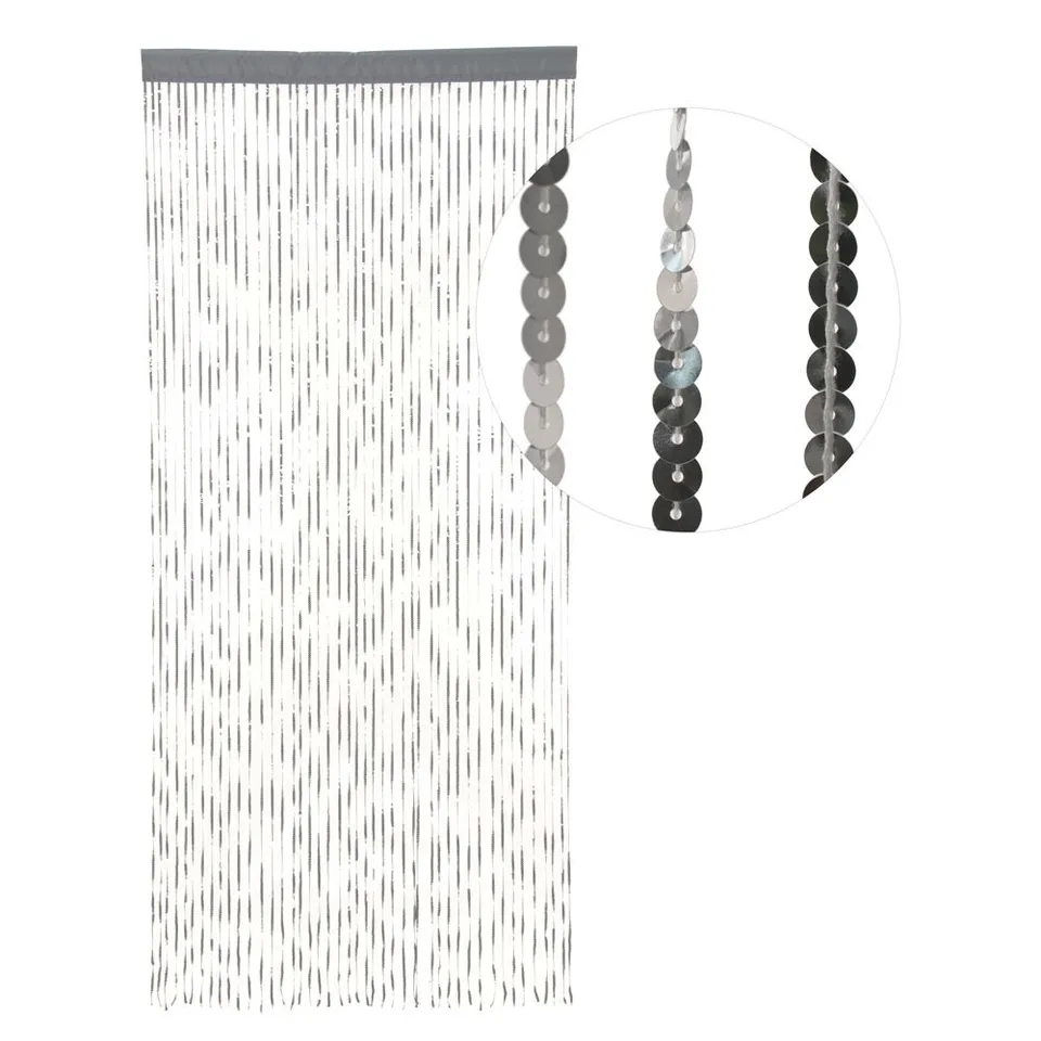 HAB & GUT DV0131A Türvorhang 90x200 cm Silber Pailletten