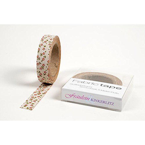 HAB & GUT Fräulein Kinkerlitz TT023V Stoffband Blumen Beige 5 m