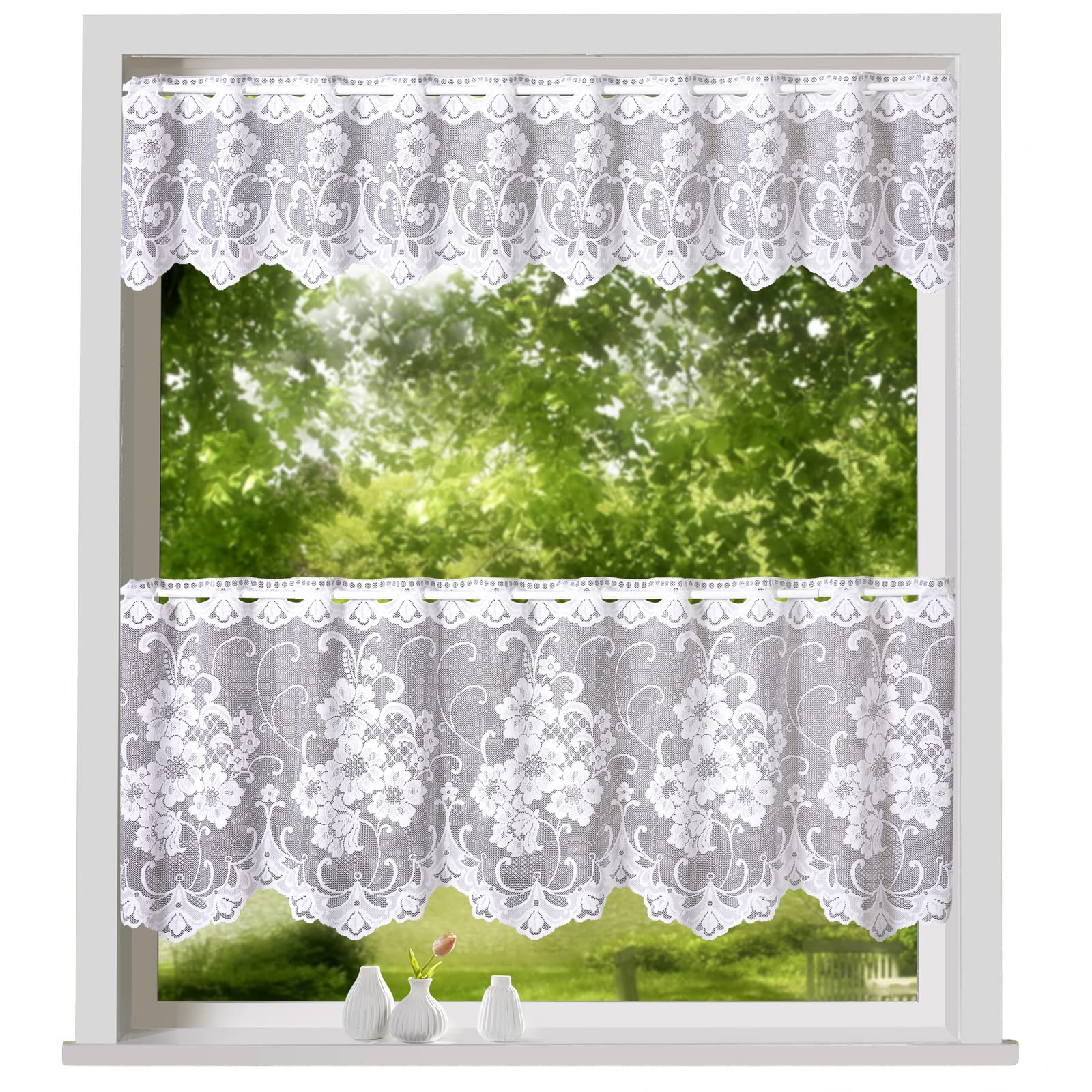 heimtexland Typ261 Scheibengardine weiß 30x180 Jacquard