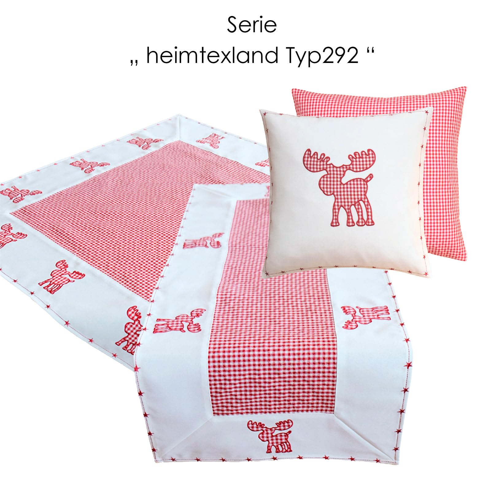heimtexland Typ292 Tischläufer Weihnachten Elch 40x140 rot