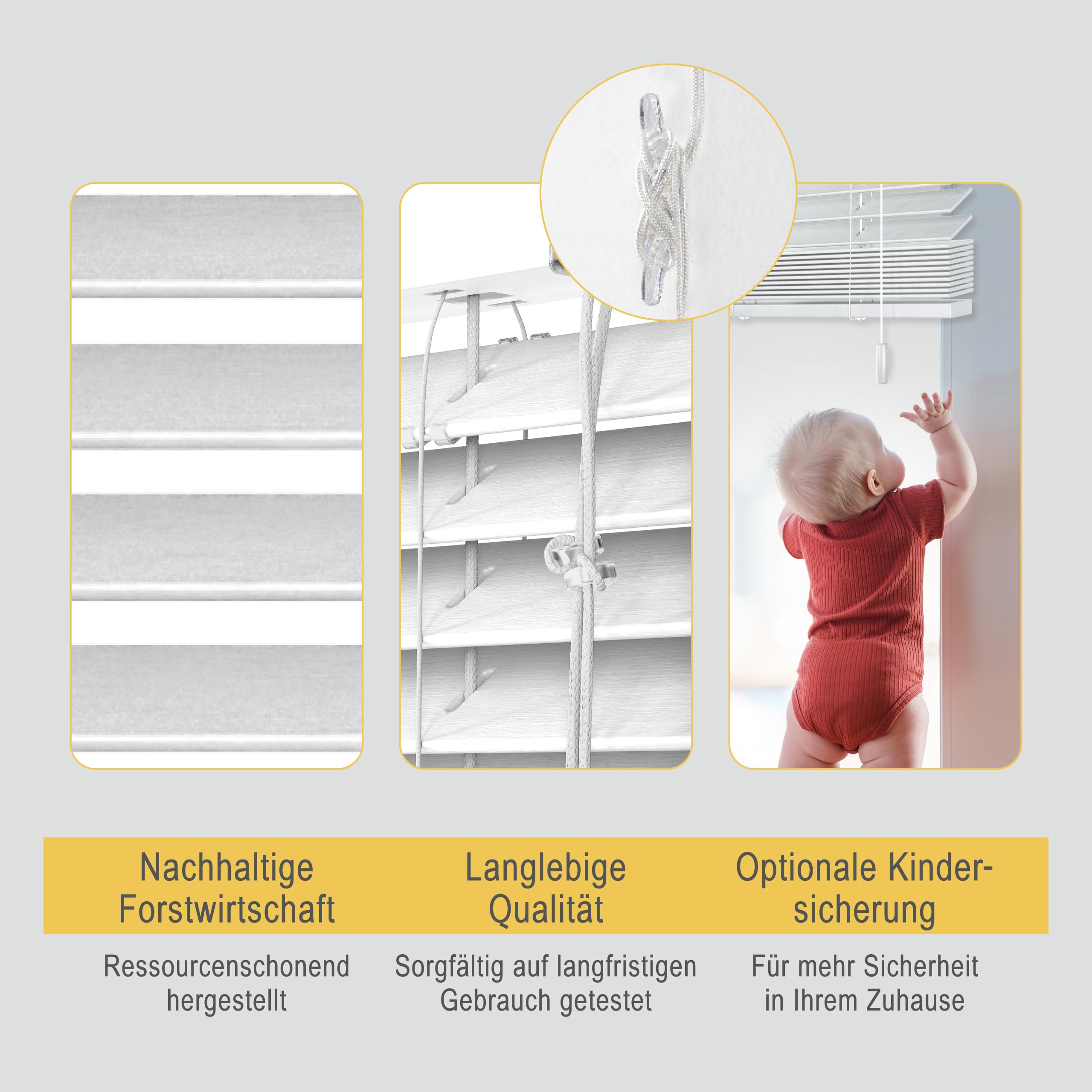 Sol Royal JH3 Holzjalousie 140x160 cm weiß lichtdicht