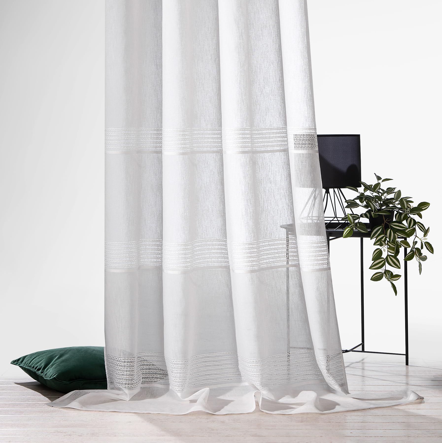 heimtexland Typ891 Ösenschal 245x135 cm natur Leinenoptik