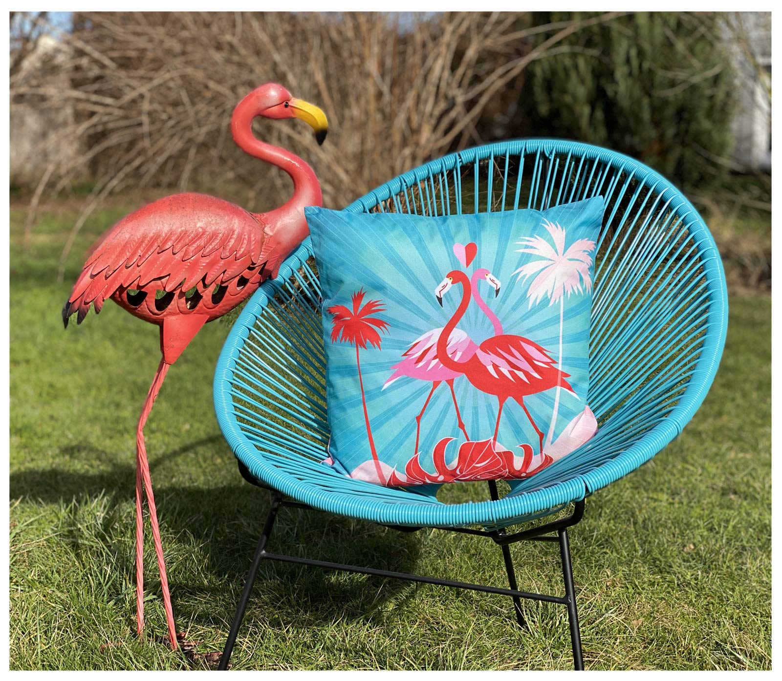 heimtexland Typ688 Outdoorkissen 45x45 Flamingo-Pärchen