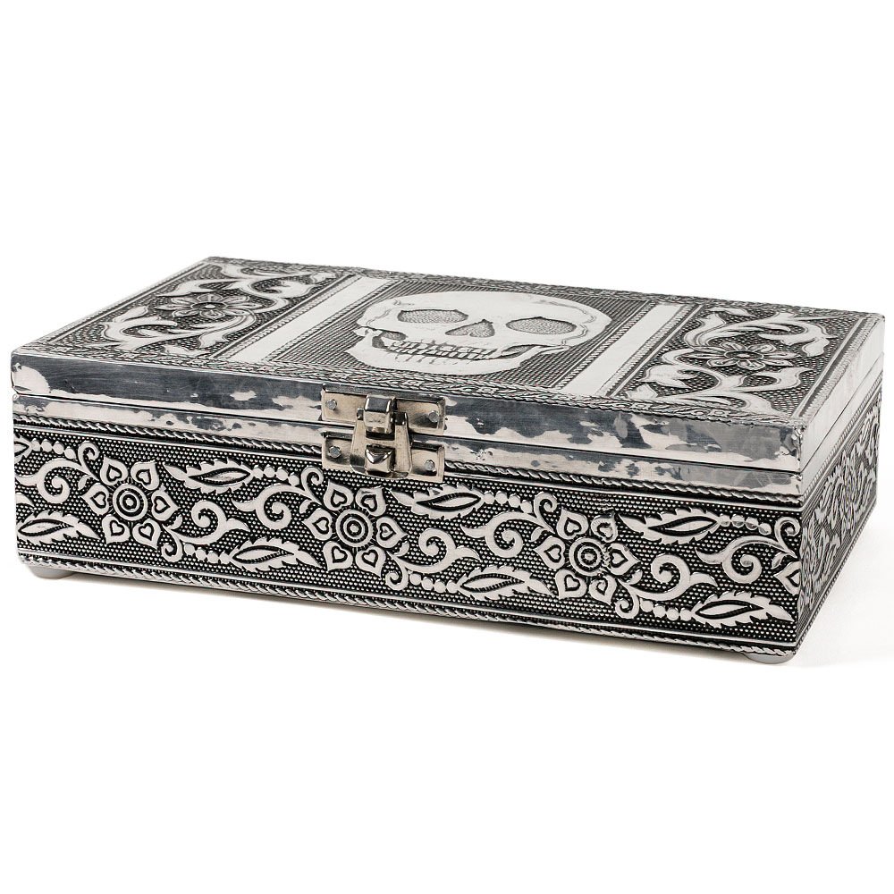 HAB & GUT BOX011 Schmuckbox Totenkopf Aluminium 20x12x6