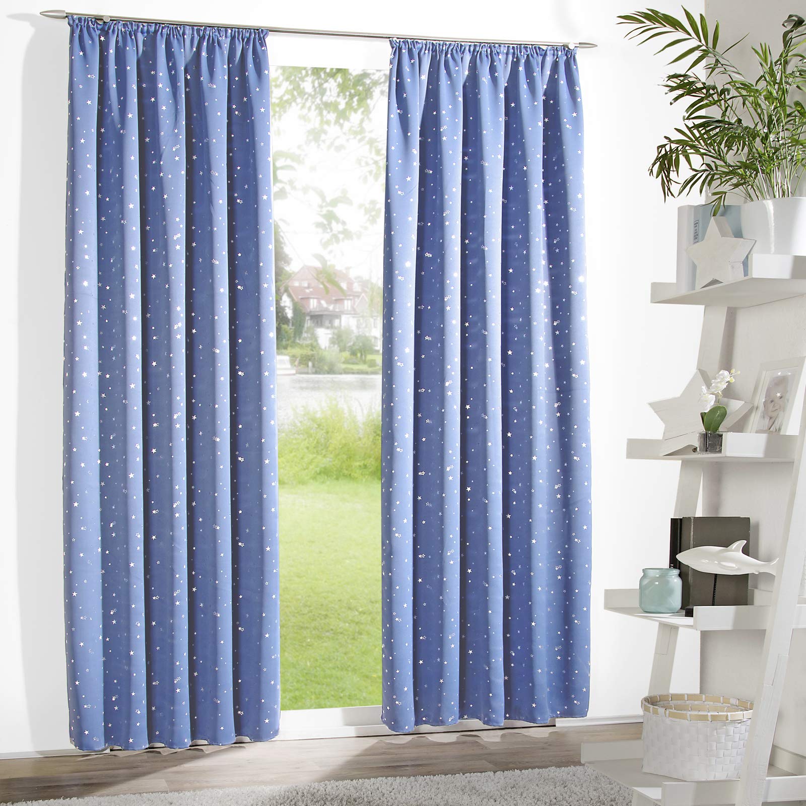 heimtexland Sterne Typ639 Verdunklungsgardine 175x135 cm Nachtblau