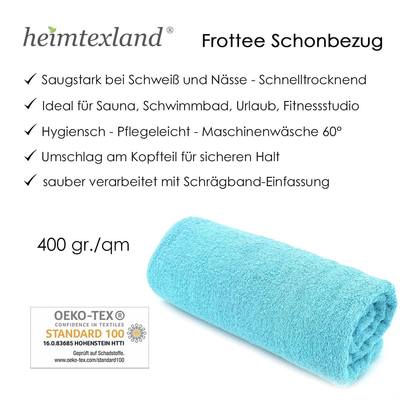 heimtexland Typ772 Liegestuhlauflage Aqua 75x200 Frottee
