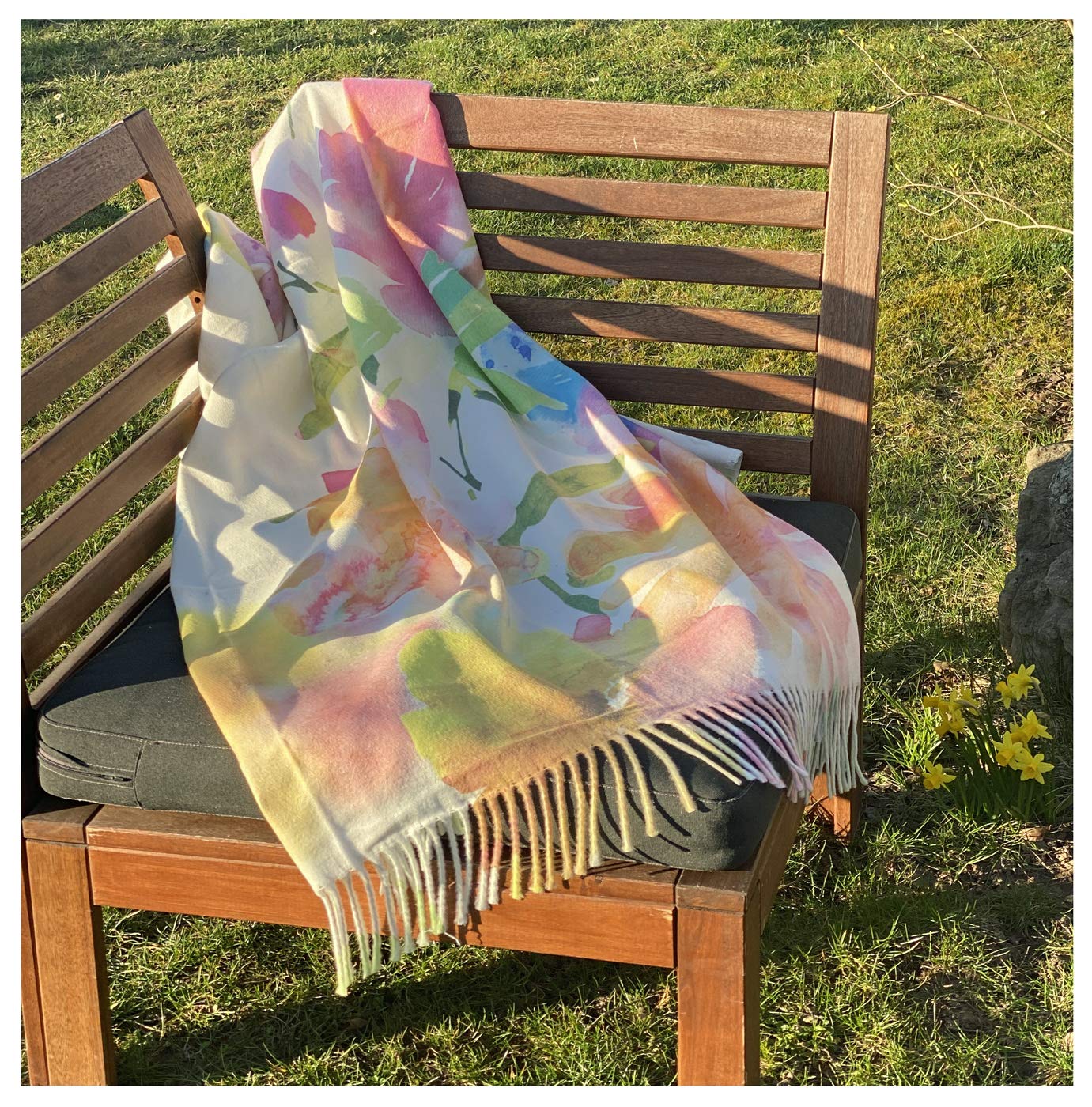 heimtexland Typ735 Kuscheldecke 200x150 Aquarell intensiv Blumen