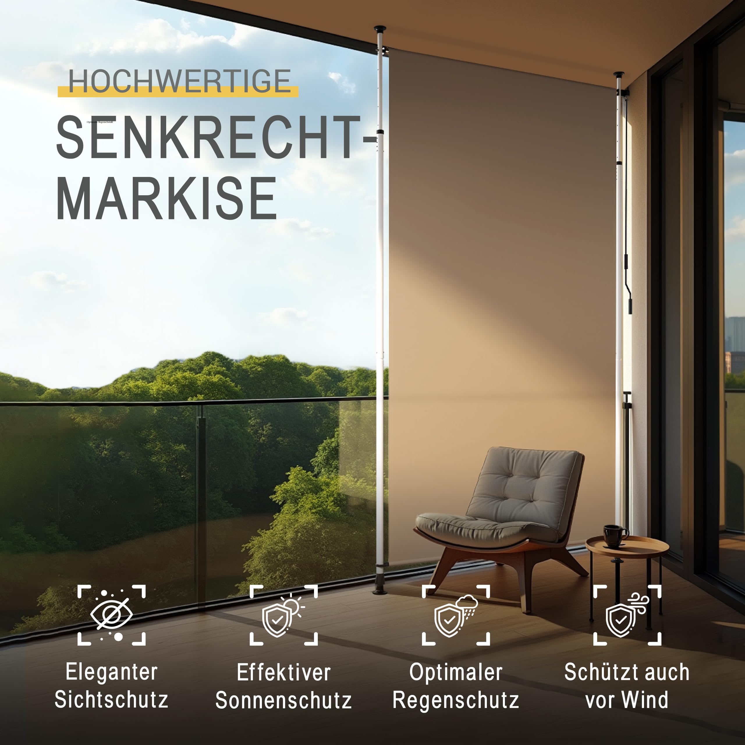 Sol Royal SolVision Klemmmarkise beige 150 cm ohne Bohren