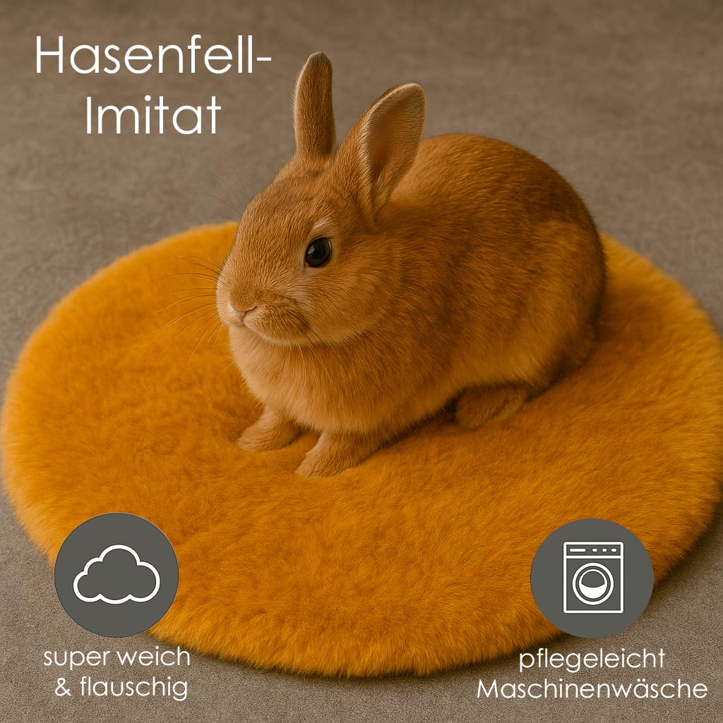 heimtexland Rabbit Typ917 Fellteppich senfgelb 90 cm rund flauschig