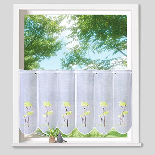 heimtexland Gingko Typ745 Scheibengardine 60x155 grün halbtransparent