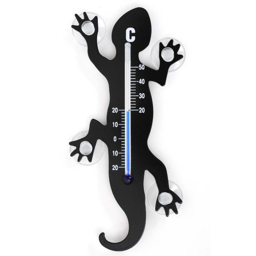 HAB&GUT Gecko Fensterthermometer Schwarz 14 cm