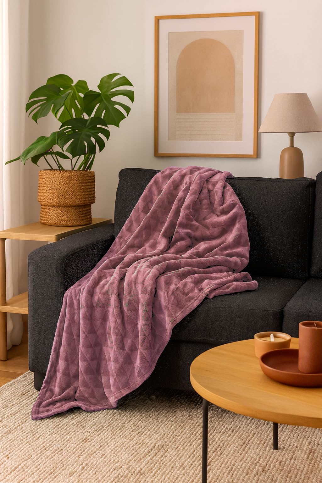 heimtexland Typ754 Kuscheldecke 150x200 cm Altrosa Raute