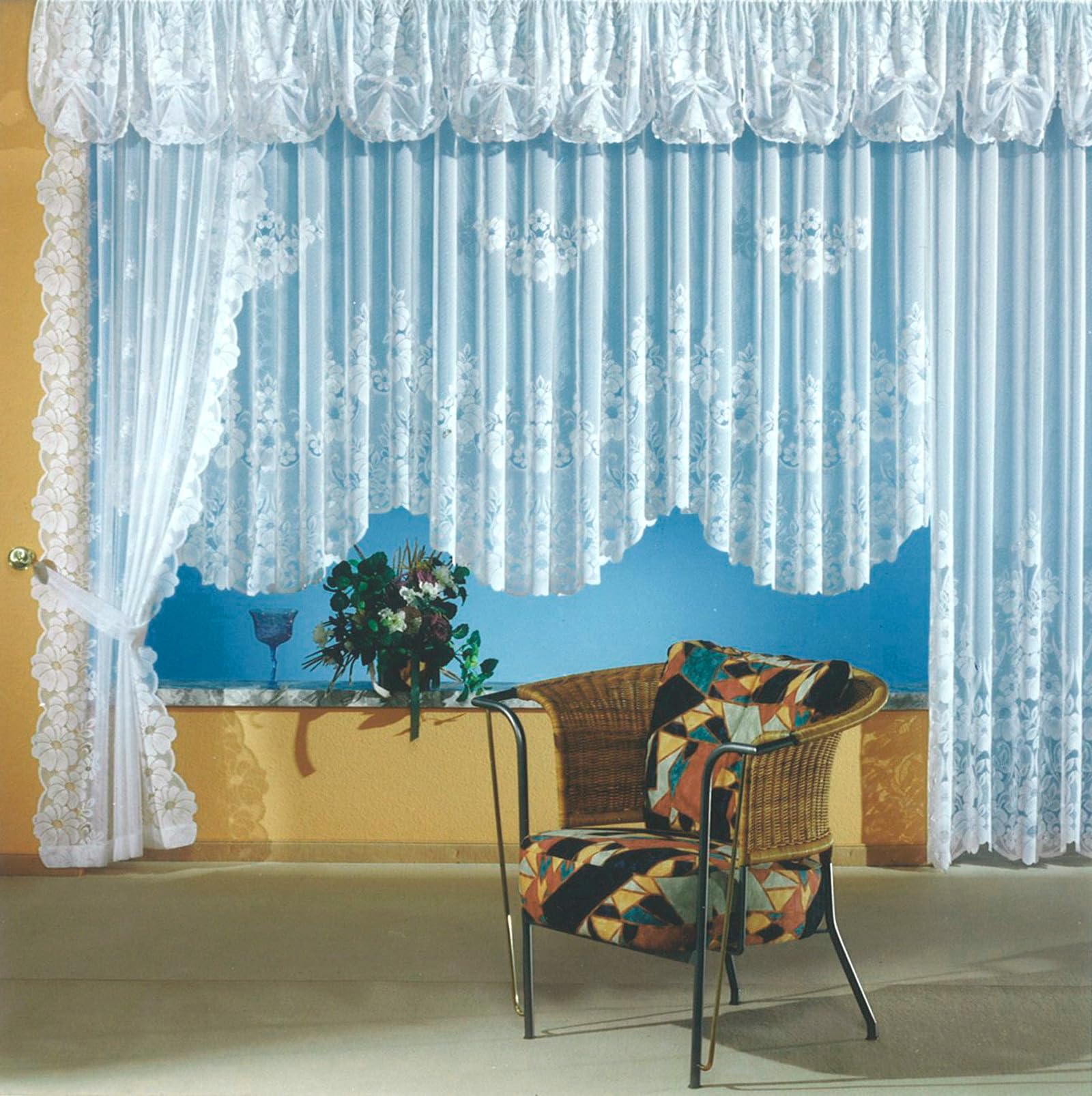 heimtexland Jacquard Typ1 Bogenstore 125x300 cm weiß halbtransparent