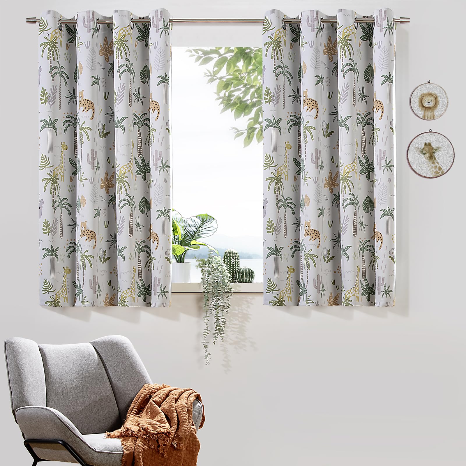 heimtexland Typ922 Safari Vorhang 145x135cm Ösenschal 2er-Set