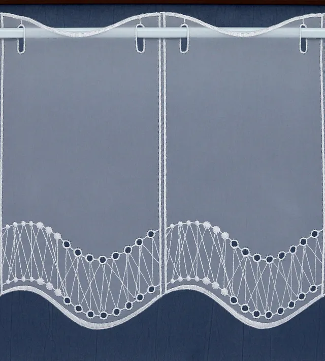 heimtexland Typ448 Scheibengardine H60 B32 Weiß Stickerei